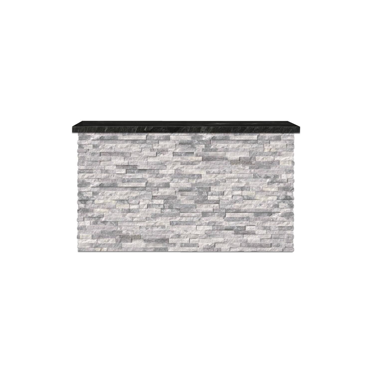 BBQGuys Signature 72 Inch 360 Degree Swivel Outdoor TV Lift Cabinet | Alaska Gray w/ Black Granite - Front - White Background thumbnail