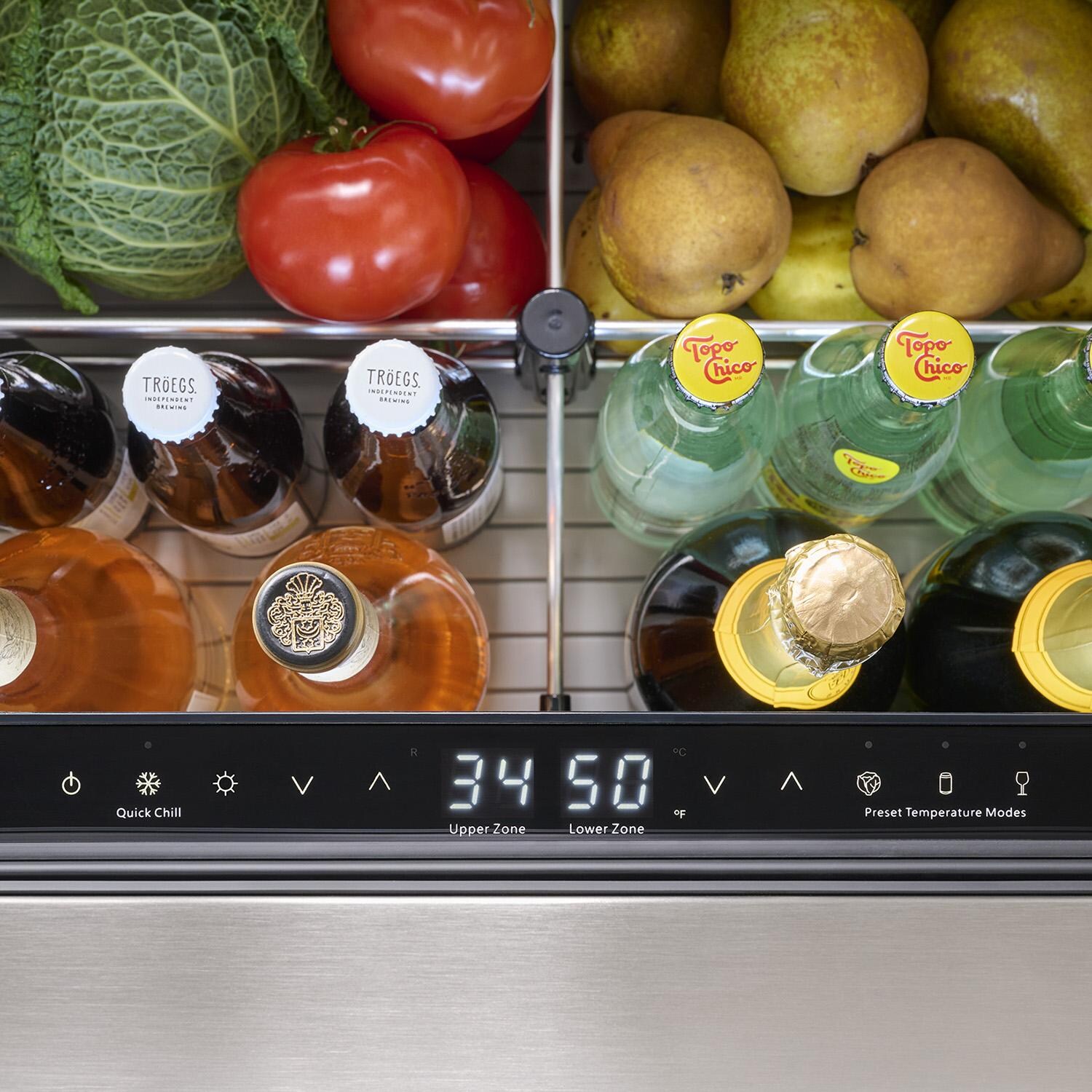 Zephyr PRRD24C2AS-OD Presrv 24-in 5.1 Cu. Ft. Dual Zone Outdoor Refrigerator Drawers - White Controls - Detail thumbnail