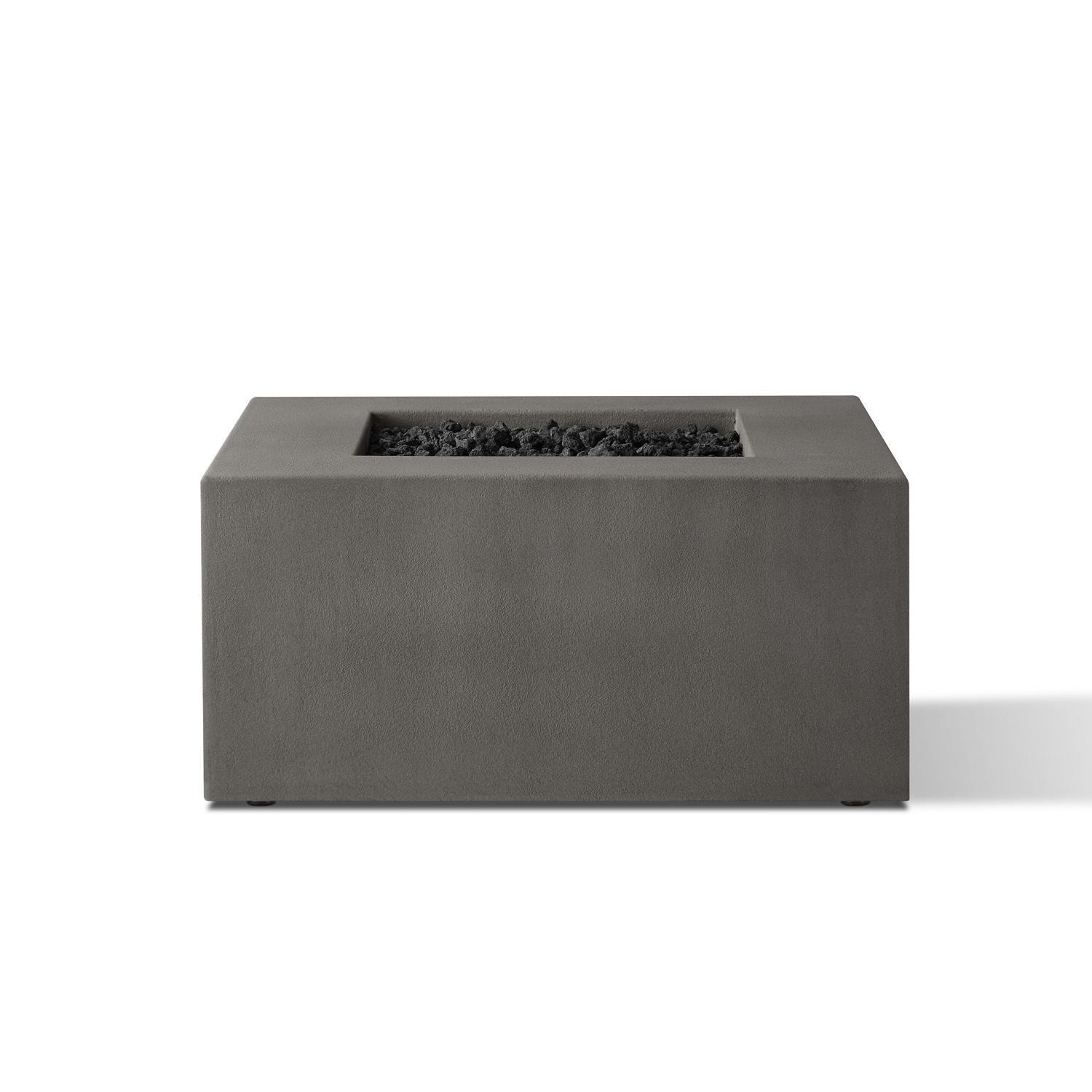 Olliewood 363LP-CBN 40 Inch Square Glass Fiber Reinforced Concrete Propane Fire Pit Table in Carbon by BBQGuys Signature - Side View - White Background thumbnail