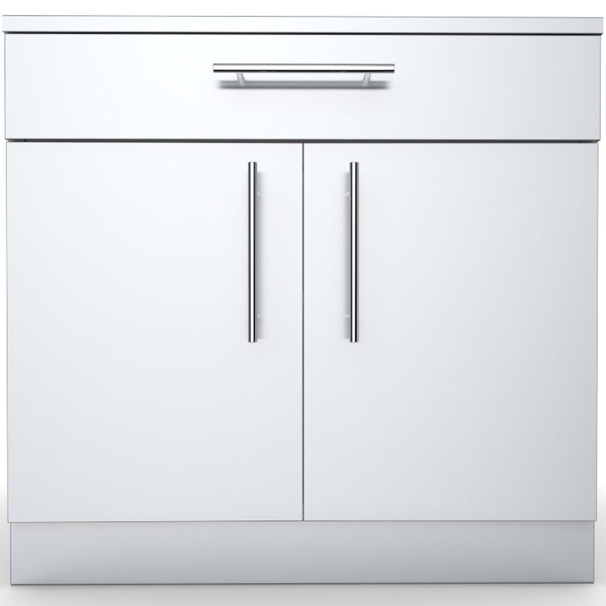 Sunstone SBC36CDD 36-in Outdoor Kitchen Double Door and Drawer Island Cabinet - Cabinet Front - White Background thumbnail