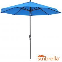 9 Ft. Octagonal Aluminum Auto Tilt Patio Umbrella W/ Crank Lift By Lakeview Outdoor Designs - Black Frame / Sunbrella Pacific Blue Canopy image