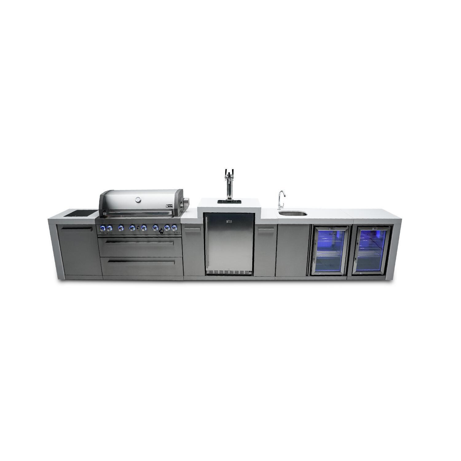Mont Alpi 805 Deluxe Natural Gas Island w/ Kegerator, Beverage Center & Fridge Cabinet (Ships Propane w/ Conversion Kit) - Island - White Background thumbnail