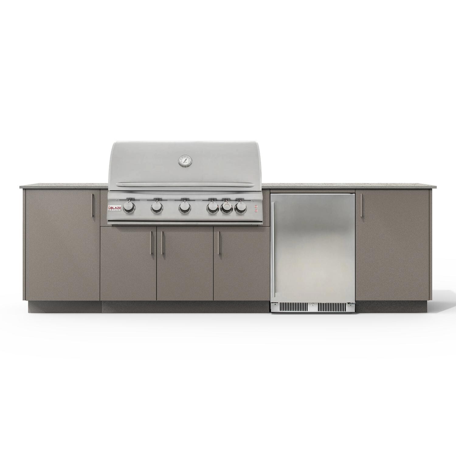 Urban Bonfire B-Horizon-40-Blaze-Keon-Clay Horizon 40 Outdoor Kitchen w/ Blaze Premium LTE Natural Gas Grill, Refrigerator, Keon Countertop & Clay Finish - White Background thumbnail
