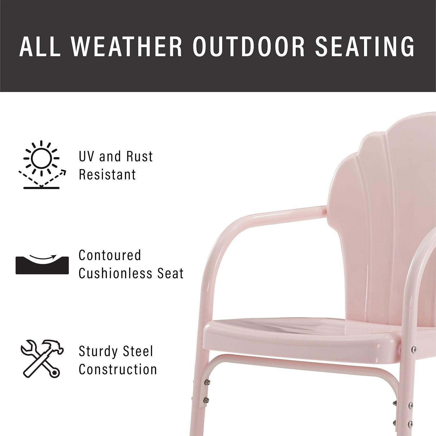 Ultimate Patio UP-32243PI 3Pc Retro Outdoor Bistro Set in Pastel Pink - Weather Resistant - Diagram thumbnail