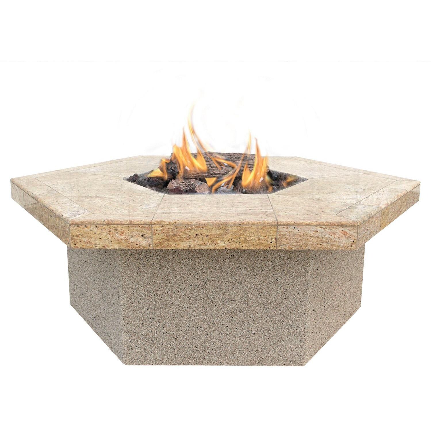 Cal Flame 48 X 20 Inch Outdoor Gas Hexagon Firepit - Front View thumbnail