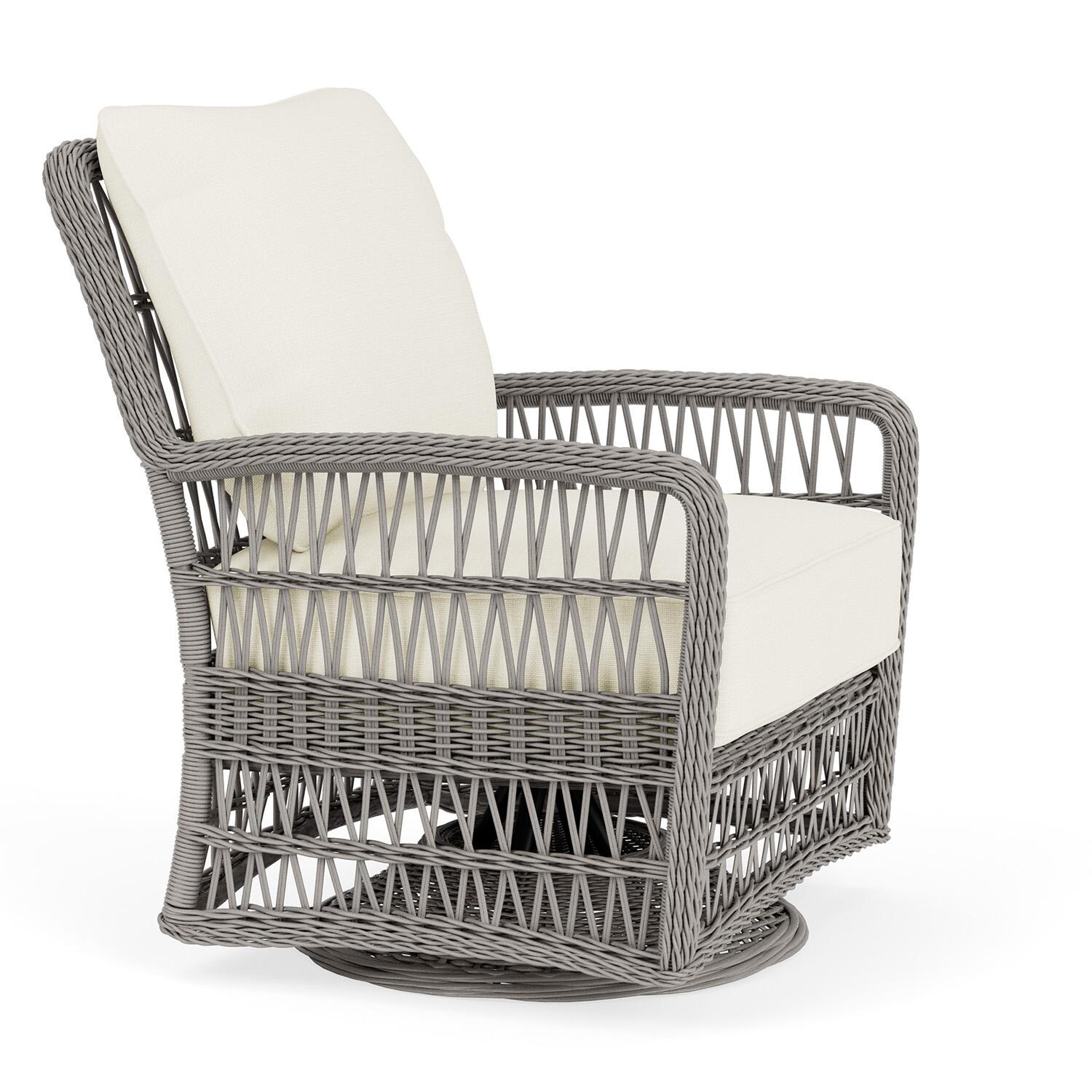 Lloyd Flanders Mackinac Swivel Glider Lounge Chair in Putty Finish with Sailcloth Salt fabric - Right Side thumbnail