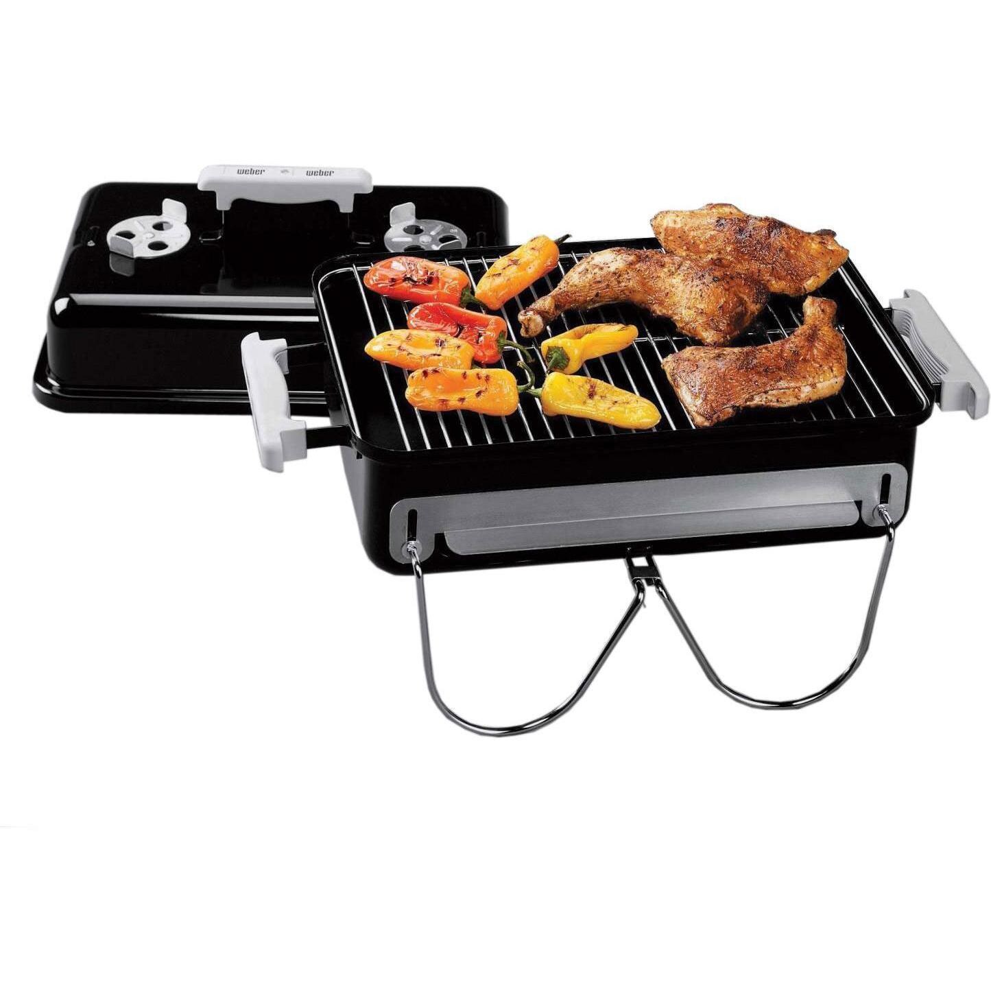 Weber 121020 Go-Anywhere Portable Charcoal Grill - With Food - White Background thumbnail