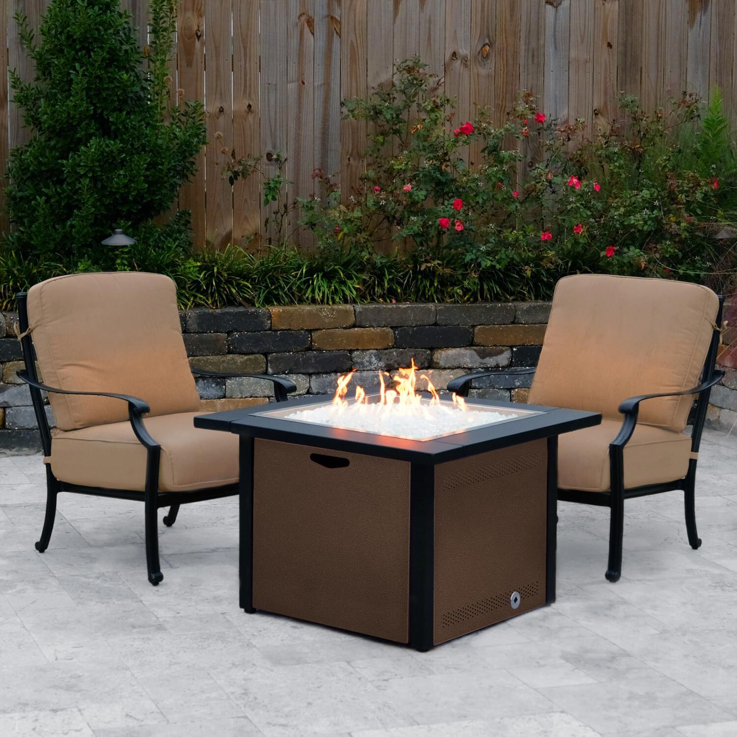 Lakeview Outdoor Designs Challenger 36-Inch Fire Pit Table - Lifestyle - Shown w/ Optional Clear Fire Glass thumbnail