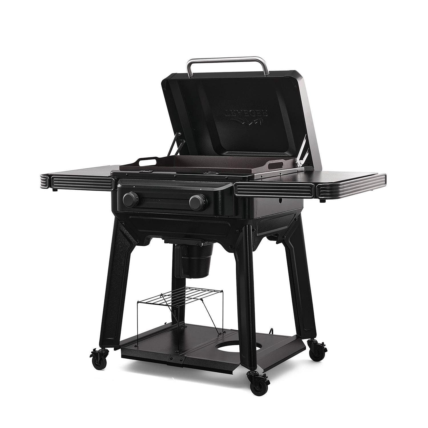 Traeger Flatrock 2 Zone Propane Griddle 4 Pc Bundle - Open Angled - White Background thumbnail