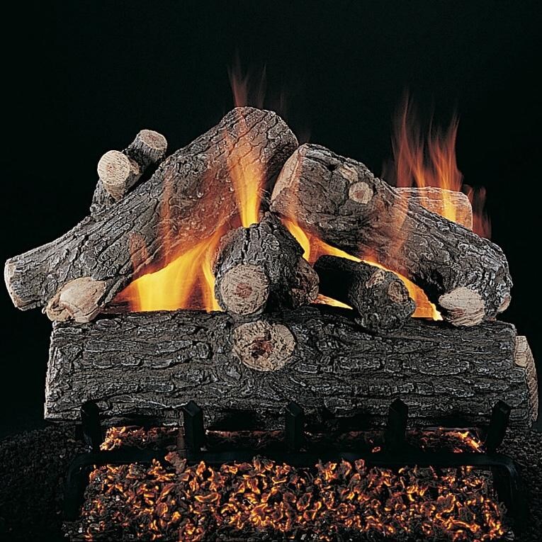 Rasmussen 30 Inch Prestige Oak Gas Log Set With Vented Natural Gas Flaming Ember Burner