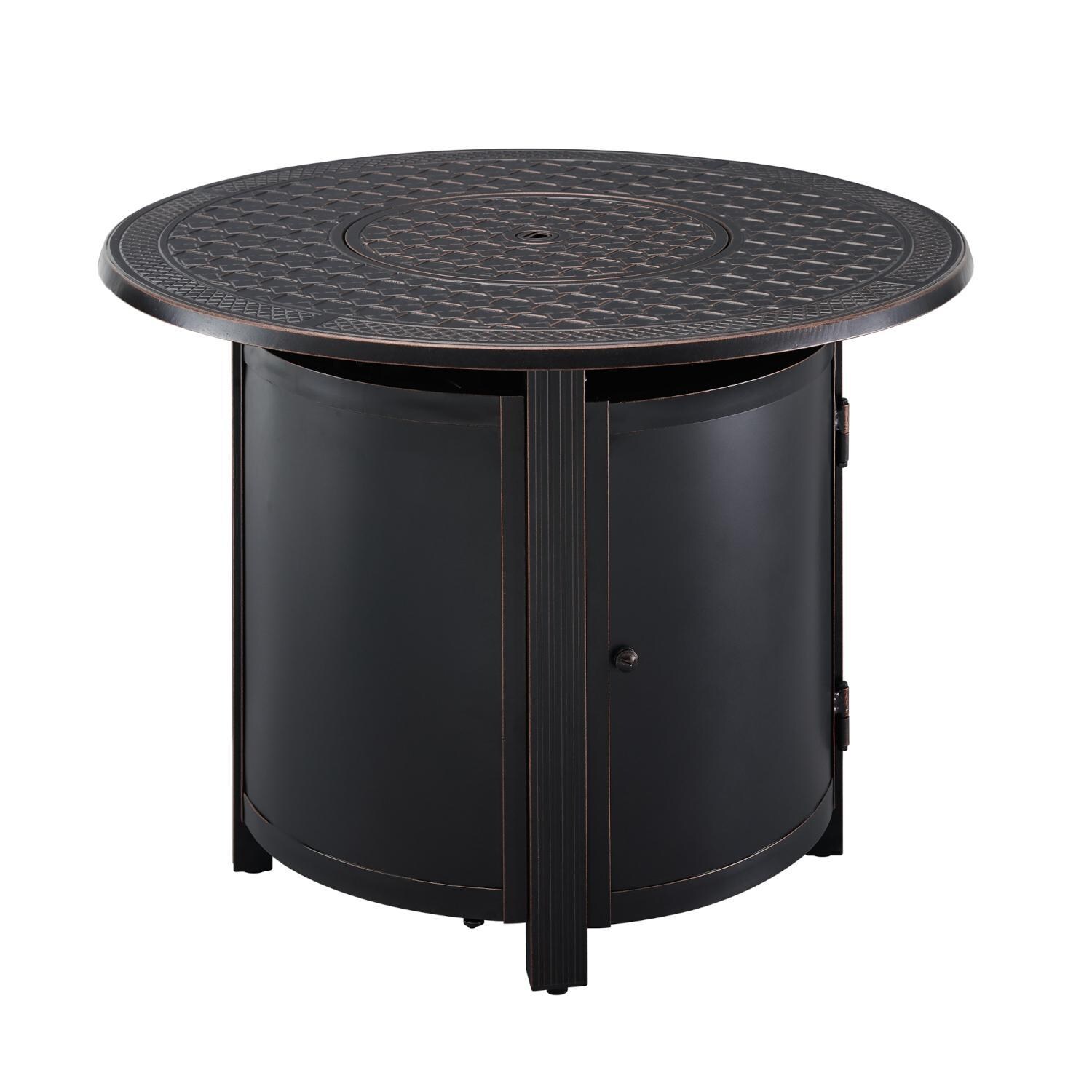 Ultimate Patio 63688-NG Lion Sands 34-Inch Round Aluminum Natural Gas Fire Pit - Full View thumbnail