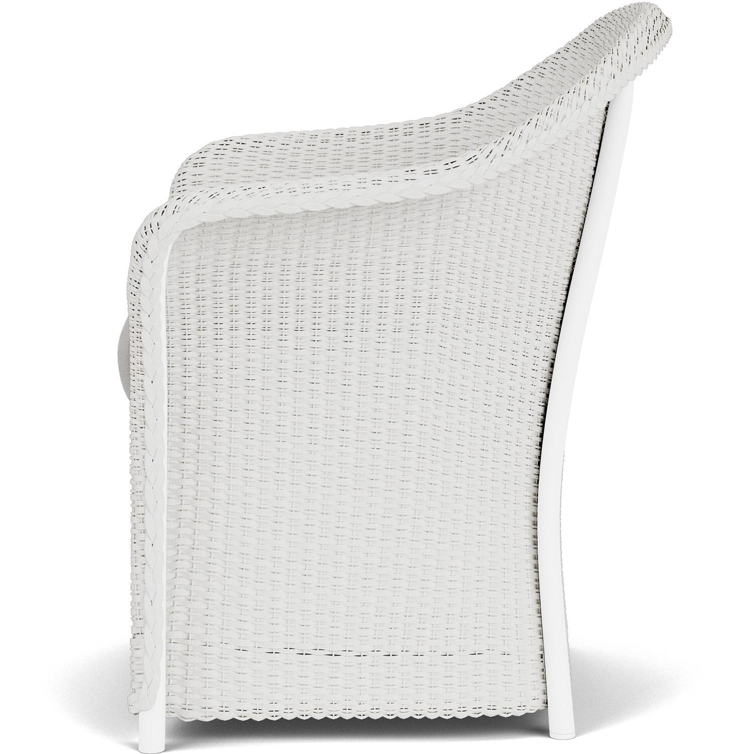 Lloyd Flanders Weekend Retreat Dining Armchair in Matte White Finish W/ Tundra Dove Fabric - Side thumbnail