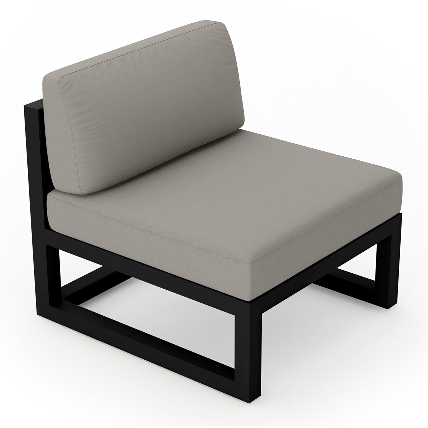 Lakeview  MSTYCV-BK-MS-CC Misty Cove Aluminum Middle Club Chair in Black w/Canvas Charcoal Cushions by Lakeview Outdoor Designs - Angled Front - White Background thumbnail