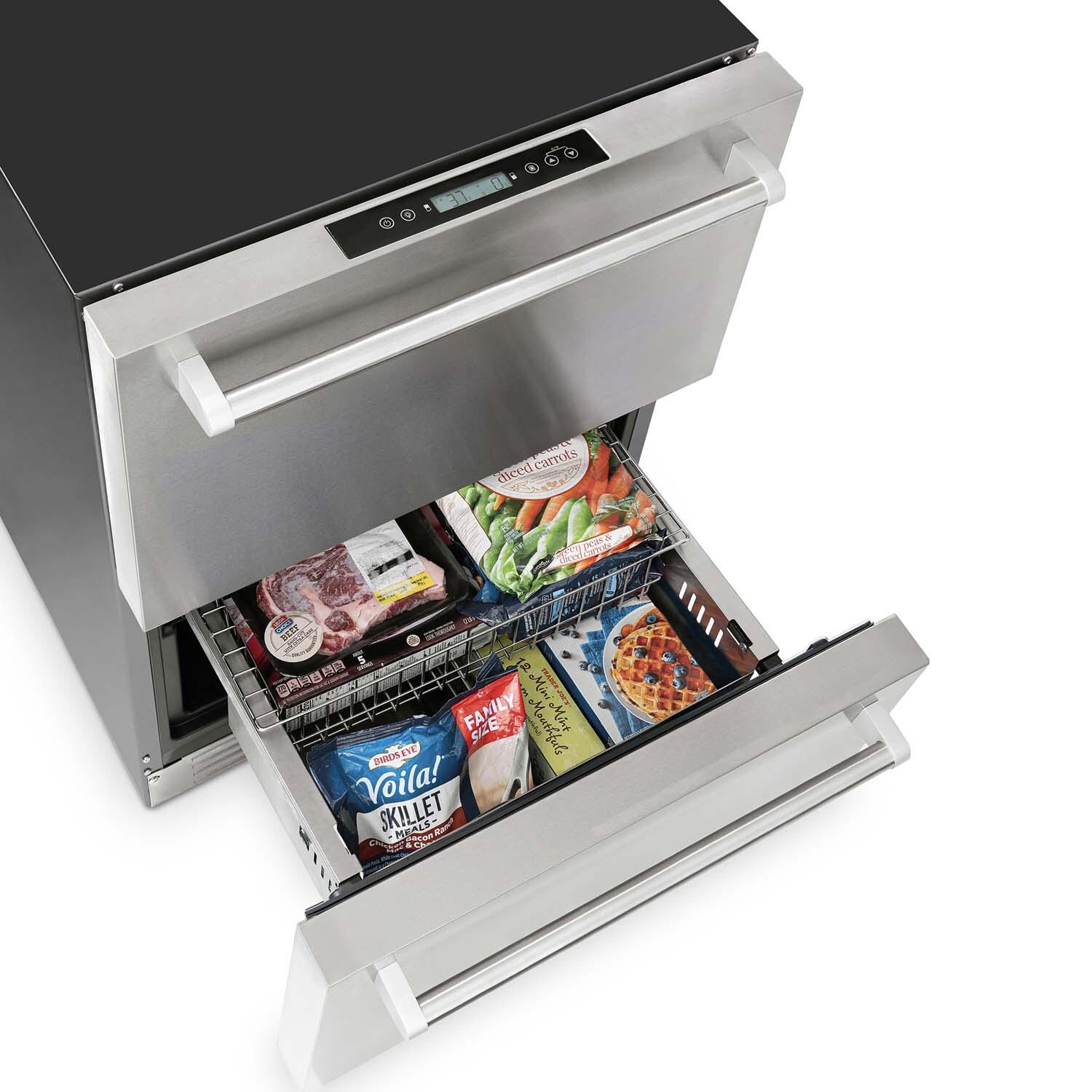 NewAir NOF110SSD0 24 Inch 4.1 Cu. Ft. Dual Drawer Commercial Built-In Outdoor Refrigerator & Freezer - Freezer Drawer - Detail thumbnail