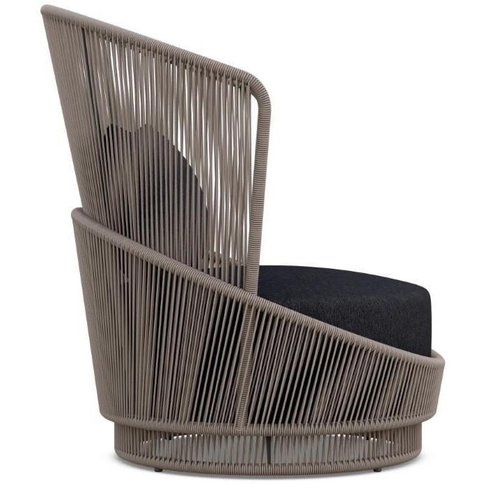 Azzurro Living Palma Woven Rope Swivel Club Chair in Mocha/Midnight - Side - White Background thumbnail