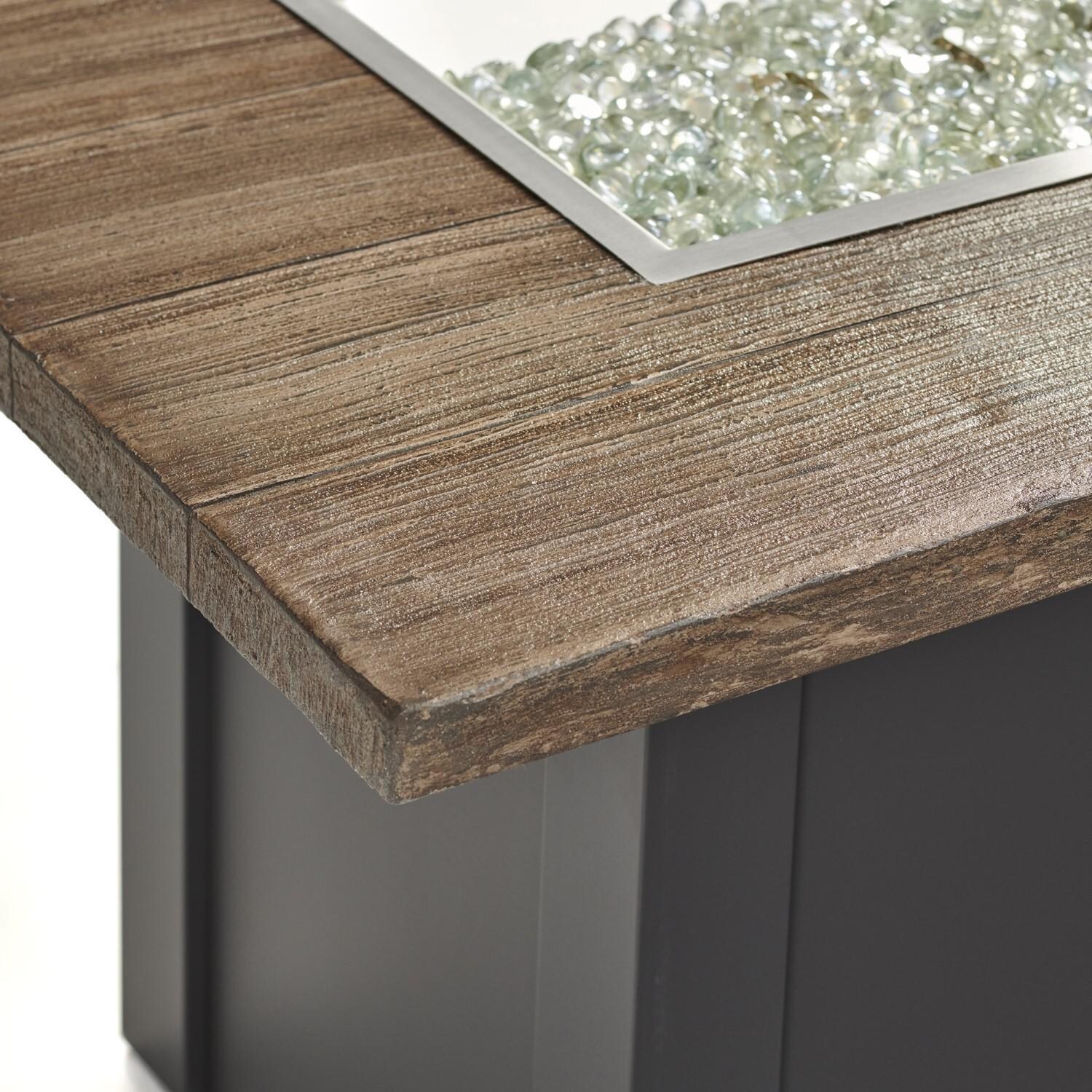 Havenwood 62 Inch Propane Fire Pit Table W/ Driftwood Top & Grey Base - Corner - Detail thumbnail