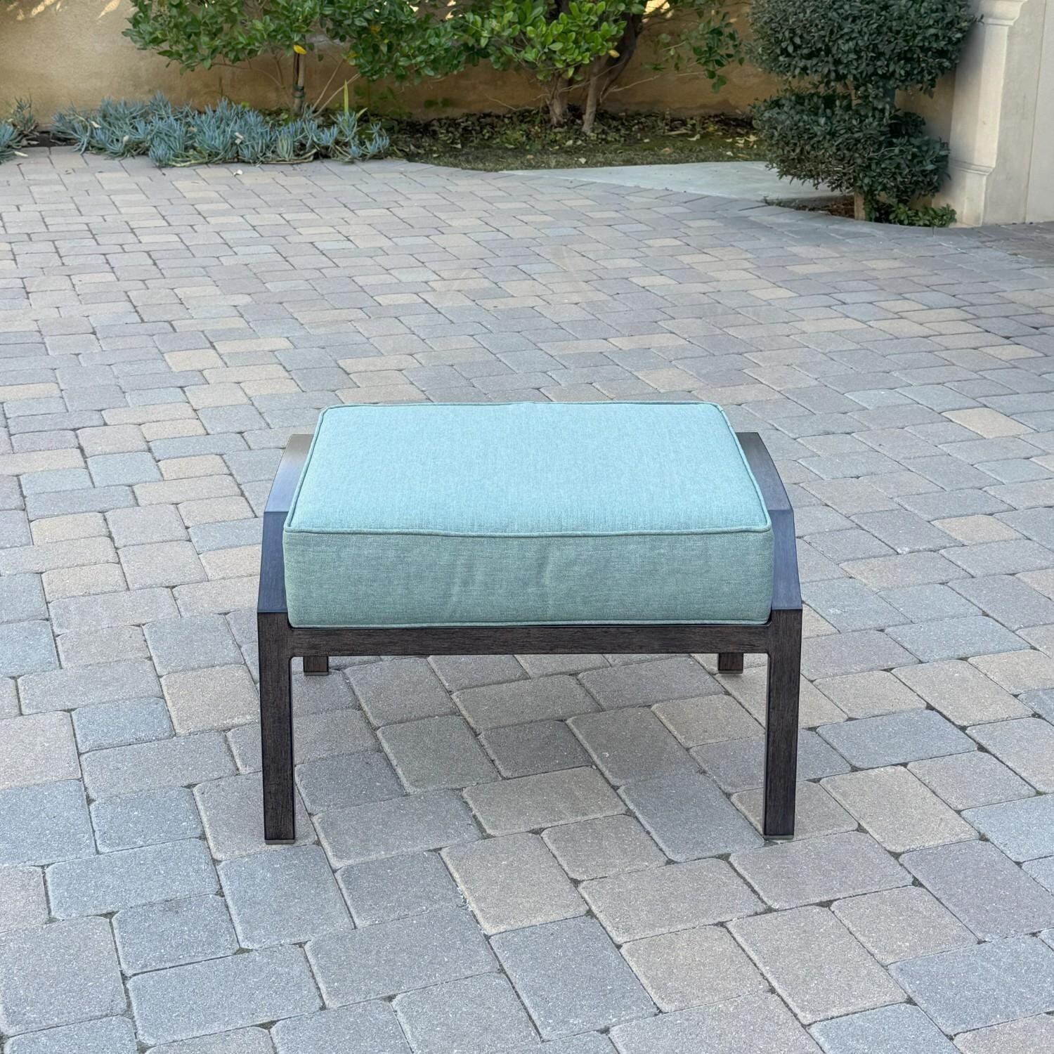 Atlantis 2 Pc Aluminum Ottoman Set in Walnut/Spa by Darlee - Front - Lifestyle thumbnail