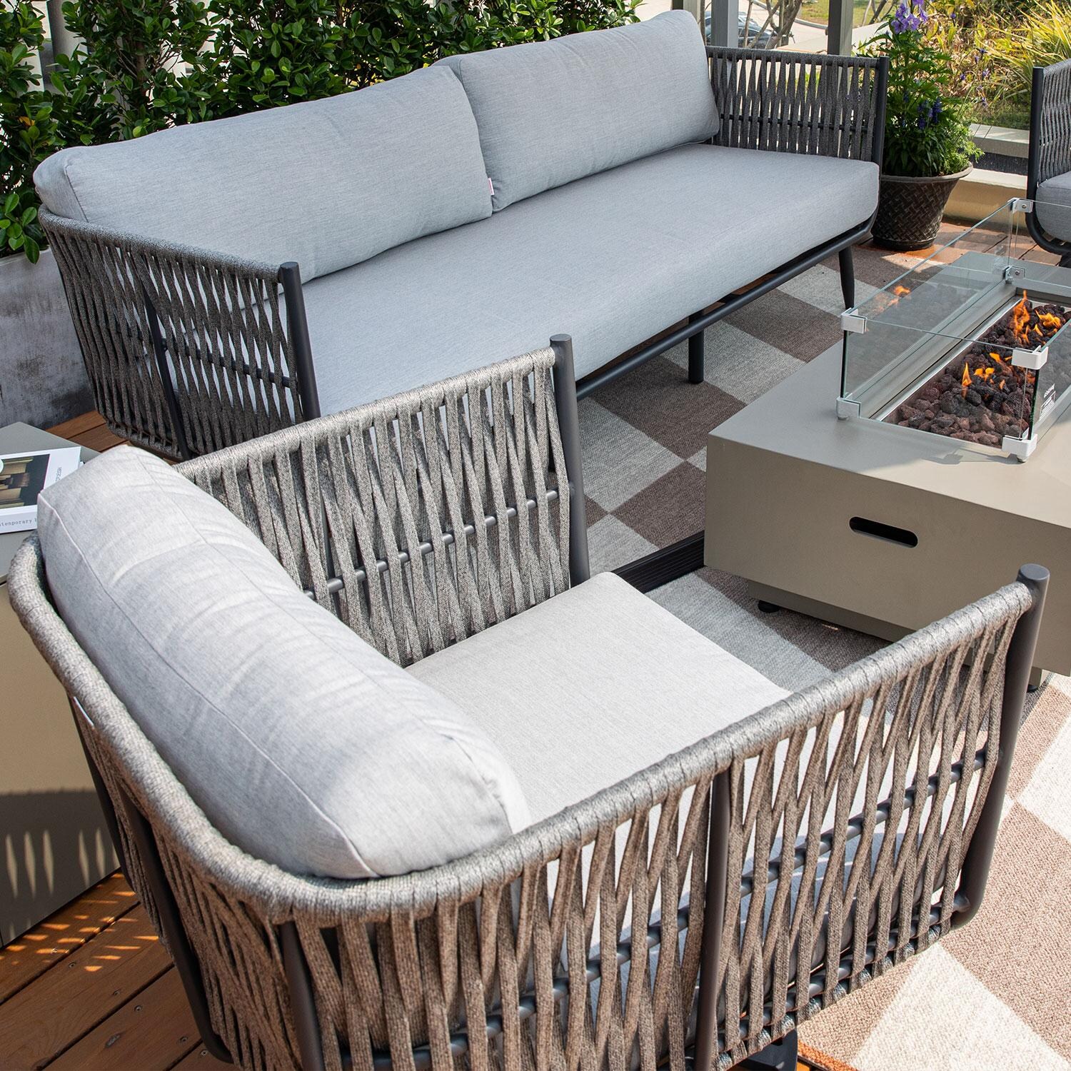 Elementi OS-2504W Milano Outdoor Aluminum Swivel Club Chair w/ Sunbrella Cushions - Overhead View - Lifestyle thumbnail