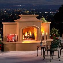 American Fyre Designs Grand Mariposa 113-Inch Outdoor Natural Gas Fireplace - Cafe Blanco image