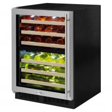Marvel High Efficiency 40 Bottle Left Hinge Dual Zone Wine Cellar - Stainless Steel - ML24WDG3LS