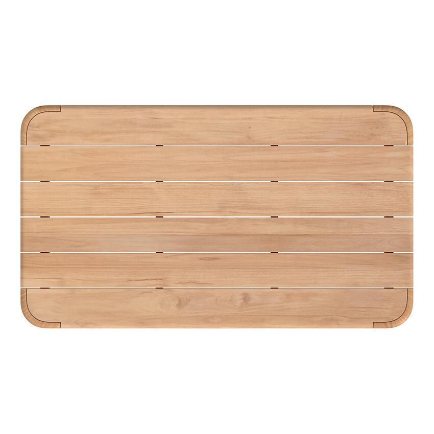 Natural Teak 60 Inch Light Wood Teak Coffee Table by Sunset West - Table Top - White Background thumbnail