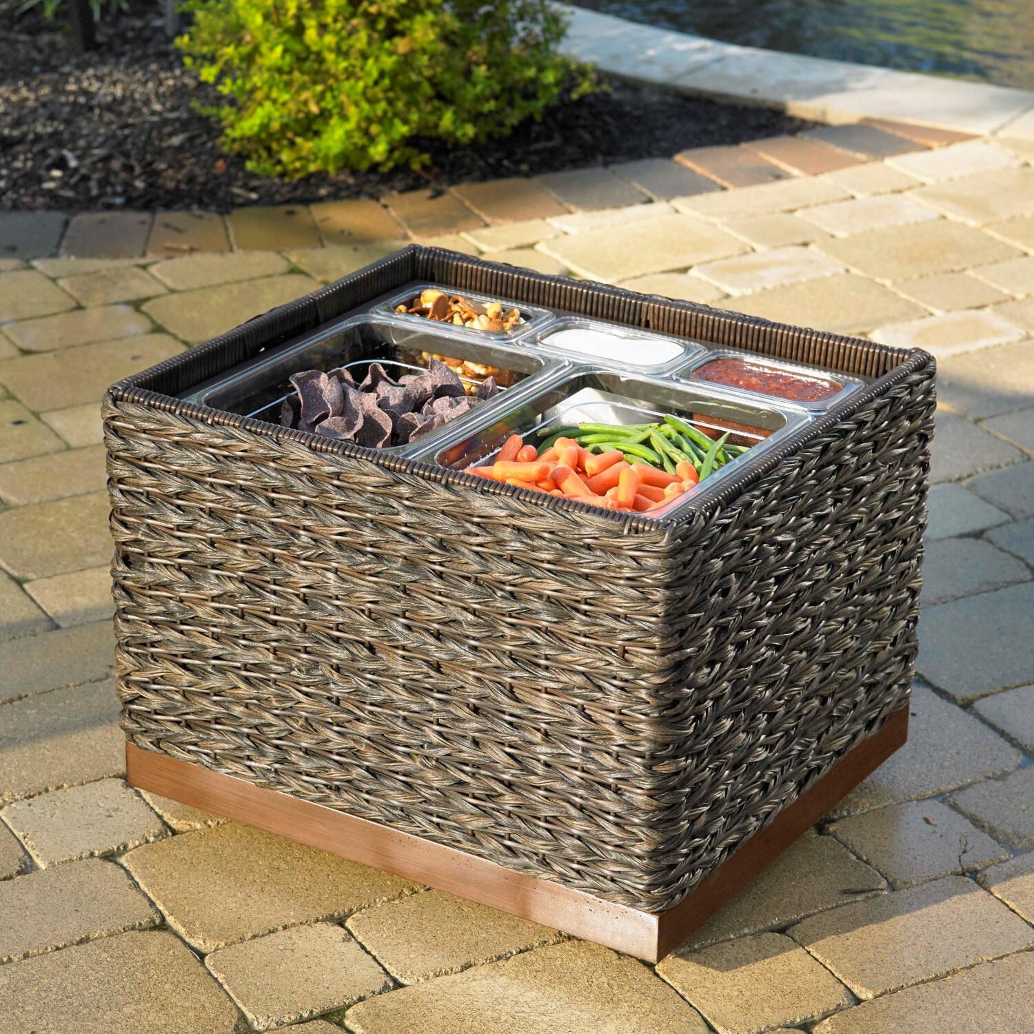 Plank & Hide St. Kitts Wicker Low Chip & Dip Side Table BBQGuys