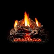 Golden Blount 30-Inch Seasoned Charred Bonfire Vent Free Natural Gas Log Set w/ Omega Burner - Manual Safety Pilot image