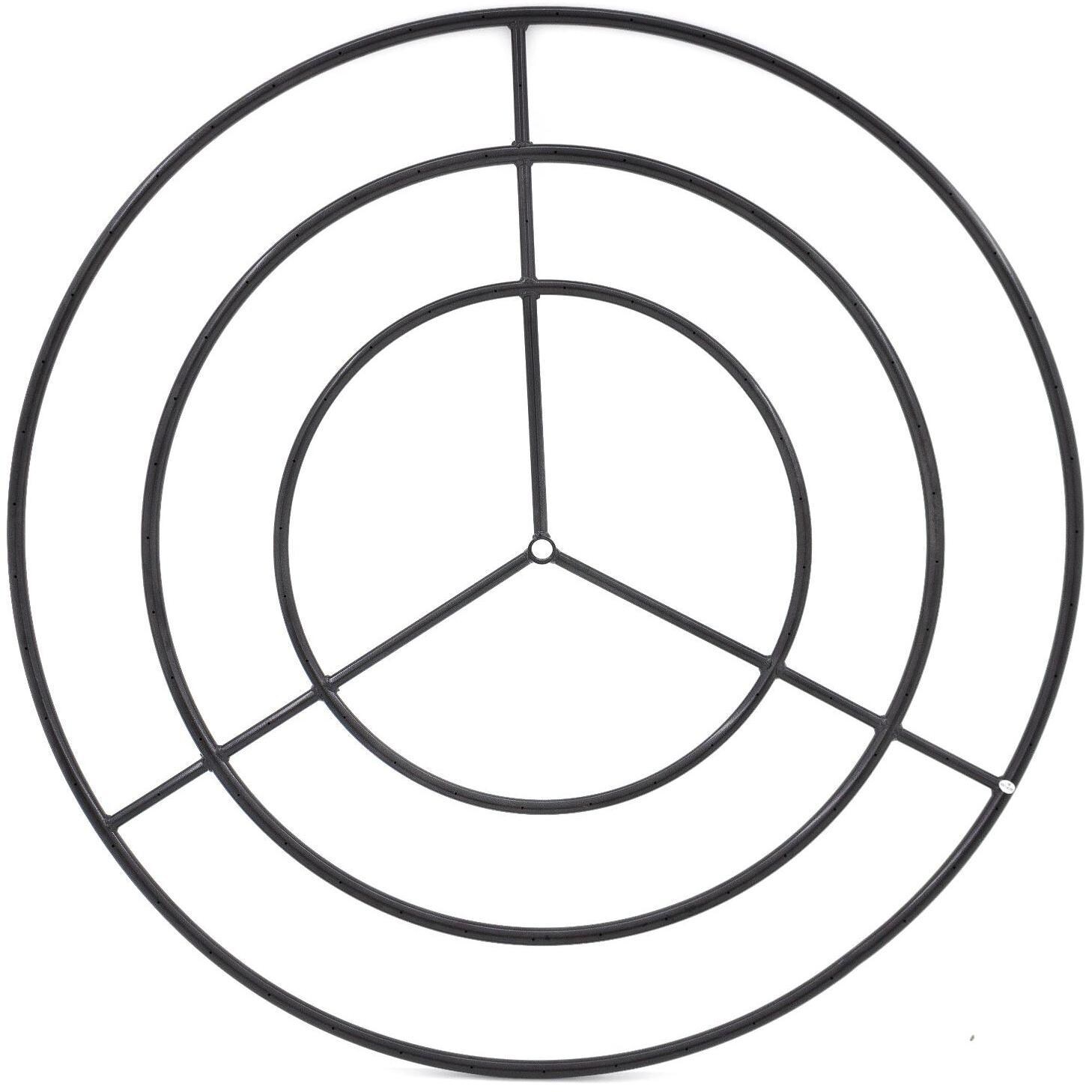 BBQGuys Signature Series 48-Inch Three-Spoke Round Triple-Ring Burner - Black - Top View thumbnail