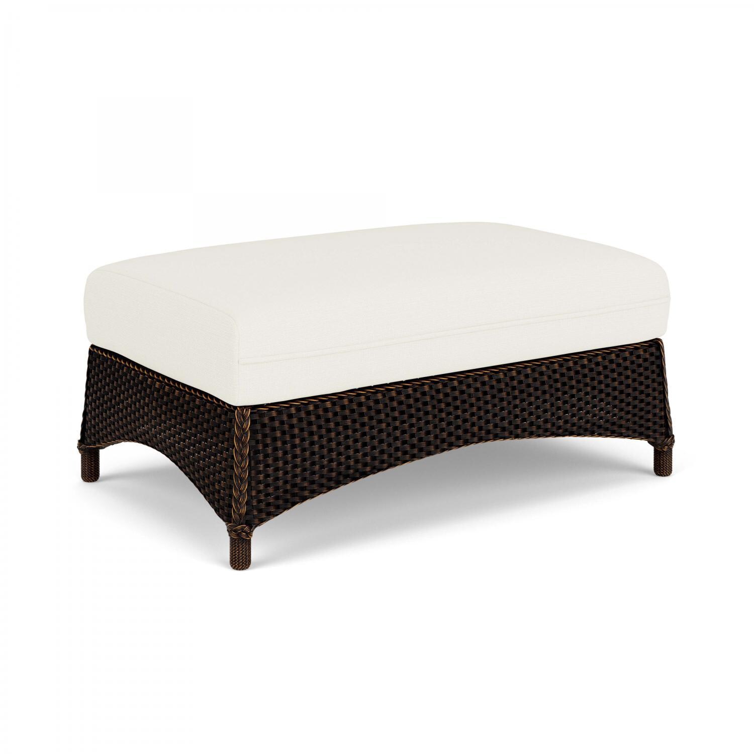 Lloyd Flanders Mandalay Large Ottoman in Mink Finish with Sailcloth Salt fabric - Angled thumbnail