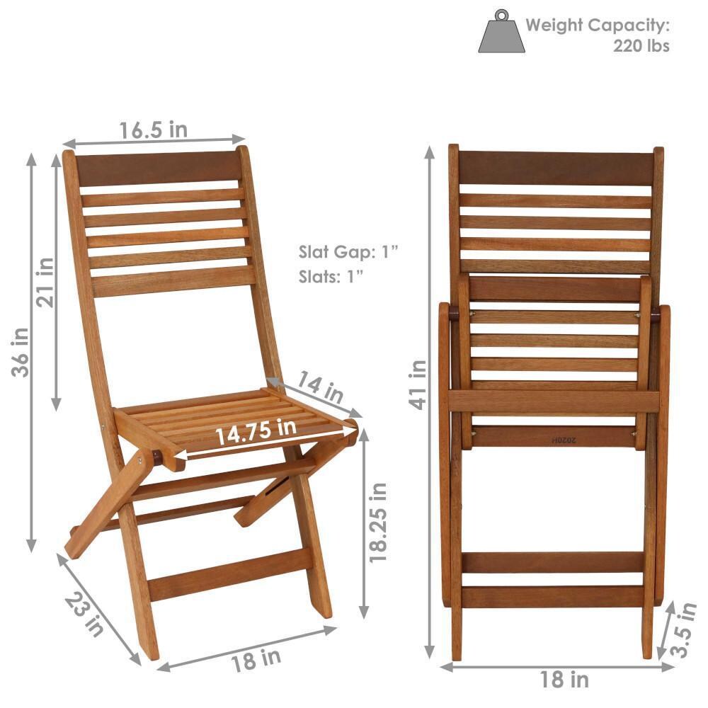 Ultimate Patio Meranti Wood Outdoor Folding Patio Chairs - Dimensions - Diagram thumbnail