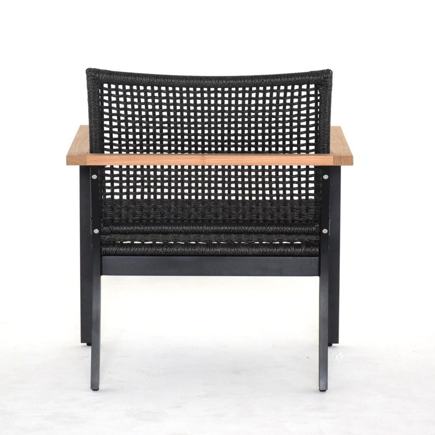 Royal Teak Collection NAPCC Naples Woven Rope Club Chair in Black - Back Angle - White Background thumbnail