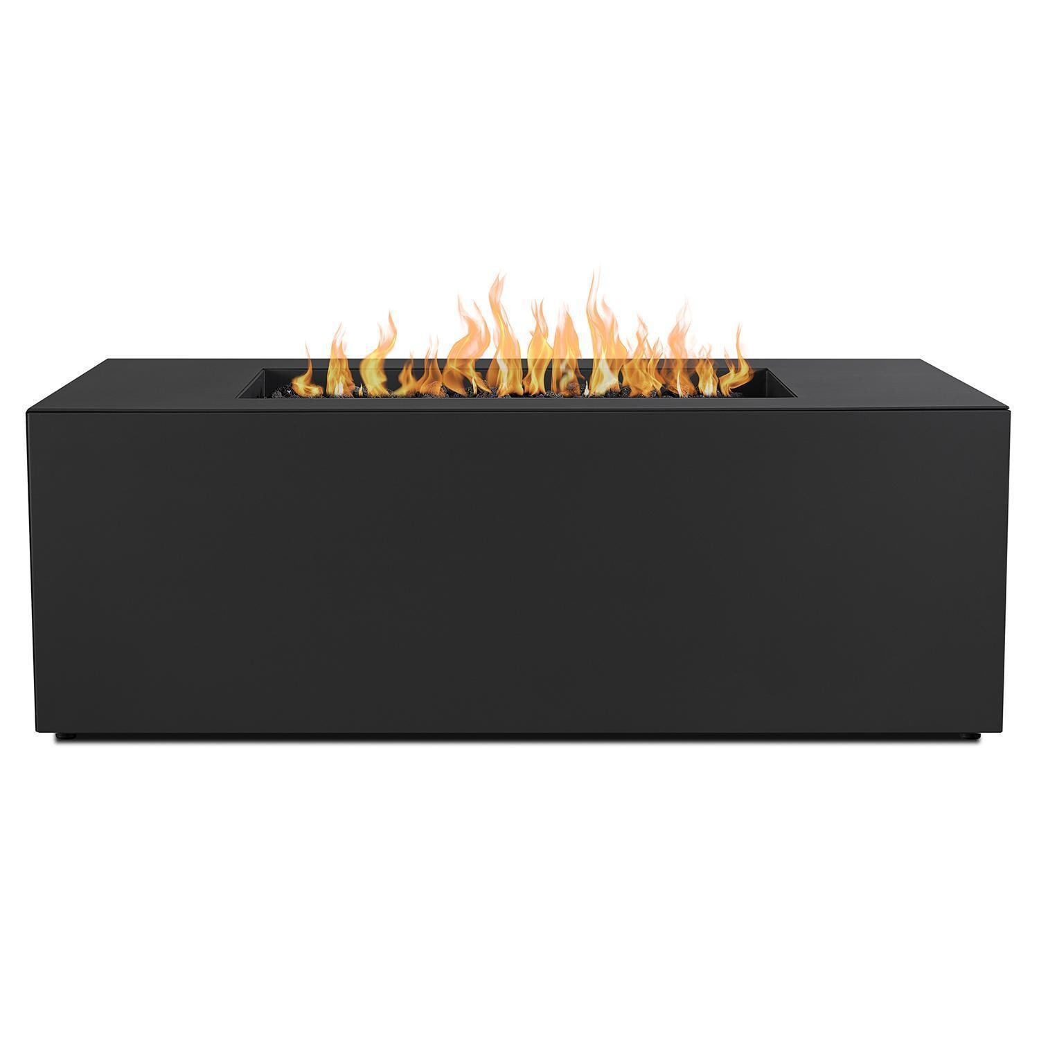 Covewood 4272LP-CHRC 58 Inch Rectangular Aluminum Propane Fire Pit Table in Charcoal by BBQGuys Signature - Side View - White Background thumbnail