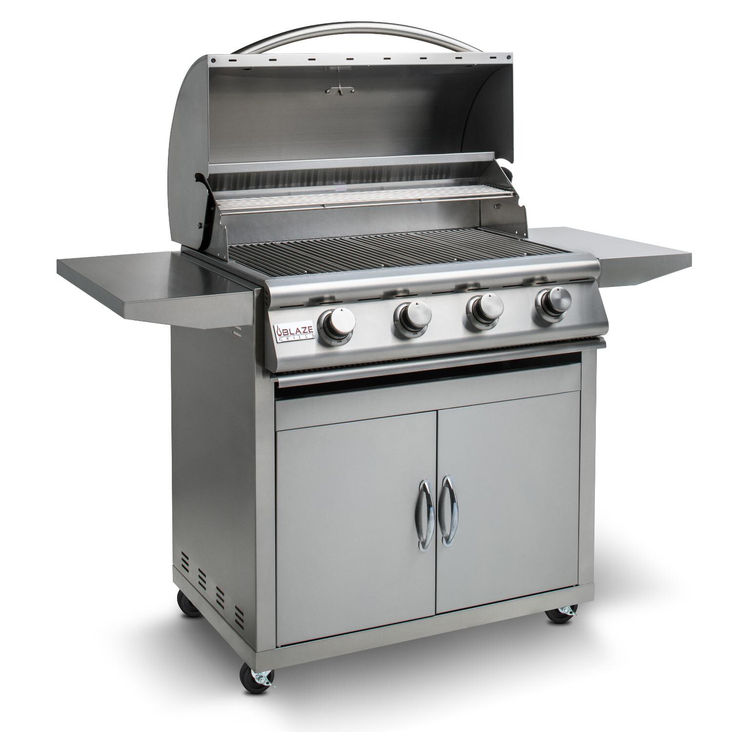 Blaze - BLZ-4LBM-LP Prelude LBM 32-Inch 4-Burner Propane Gas Grill - Angle View Hood Open thumbnail
