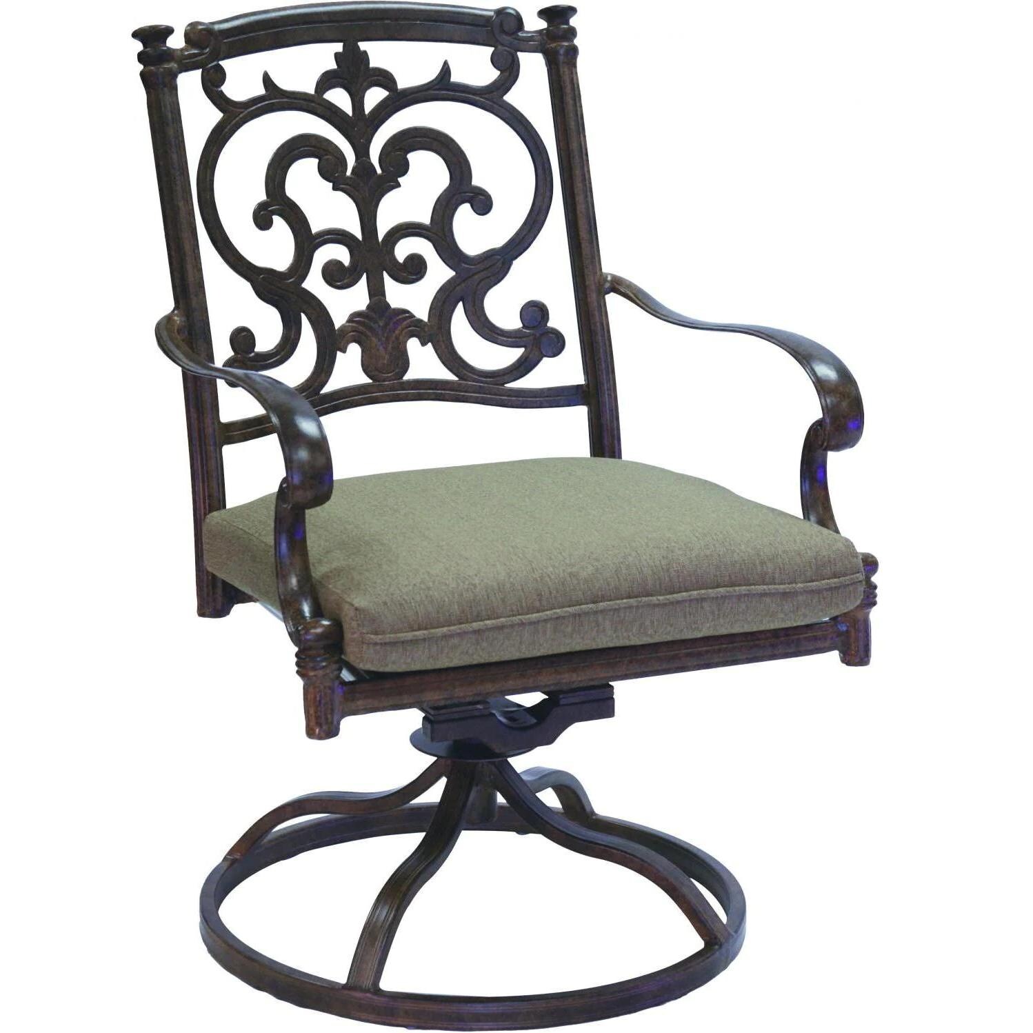 Darlee 201010-11PC-60LE Santa Barbara 11 Piece Cast Aluminum Patio Dining Set W/ 92 X 42 Inch Rectangular Extension Table & Sesame Cushions - Swivel Rocker Dining Chair thumbnail