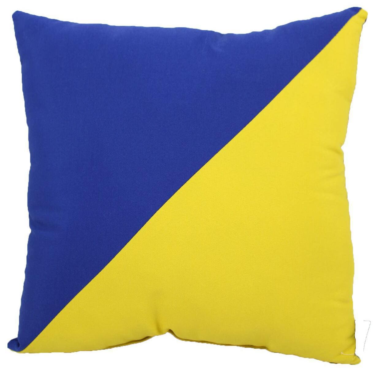 Nautical Cobalt Blue & Yellow Diagonal Outdoor Throw Pillow By Lava