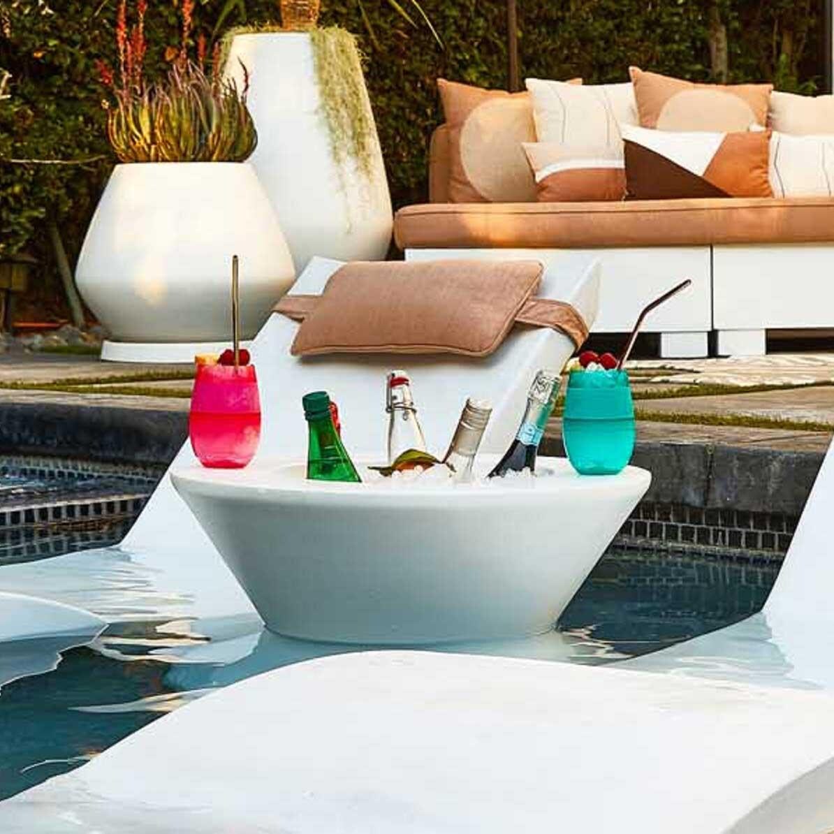 Ledge Lounger Signature Tall Ice Bin Side Table - White - Lifestyle thumbnail