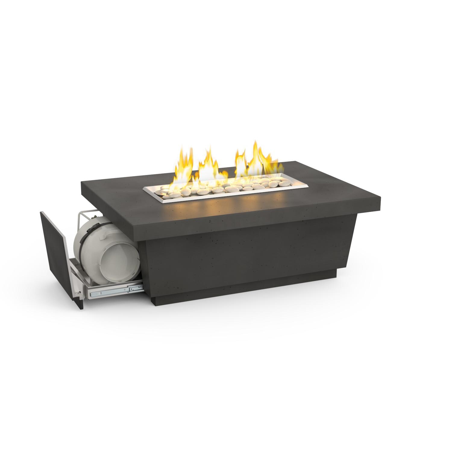Contempo LP Select 52 Inch Rectangular GFRC Propane Fire Pit Table in Black Lava by American Fyre Designs