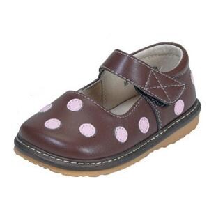Squeak Me Shoes Girls Polka Dot Toddler Shoe Size 5 Brown BBQGuys