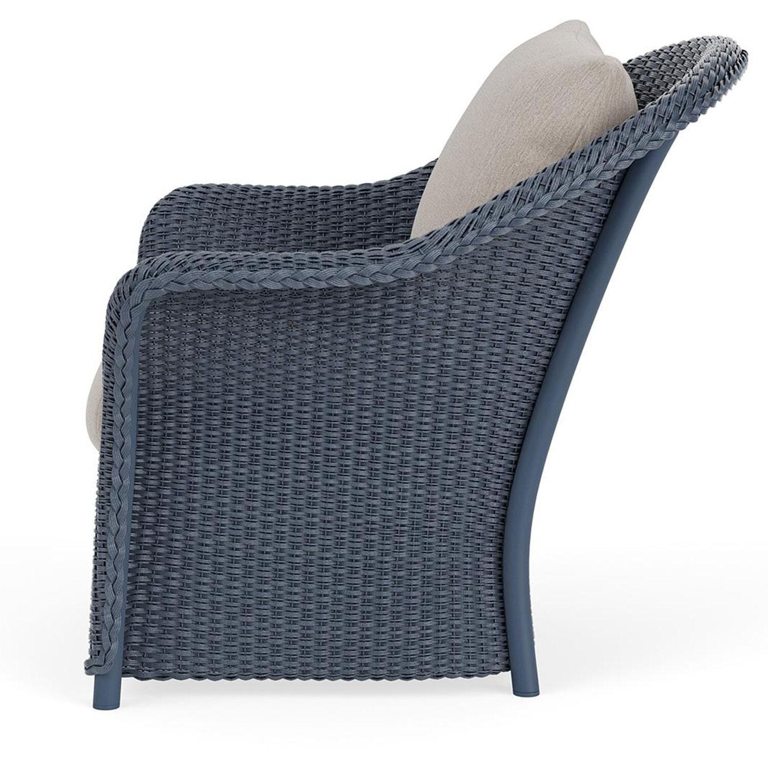 Lloyd Flanders Weekend Retreat Lounge Chair in Denim Blue Finish W/ Remy Cloud Fabric Side - Side thumbnail