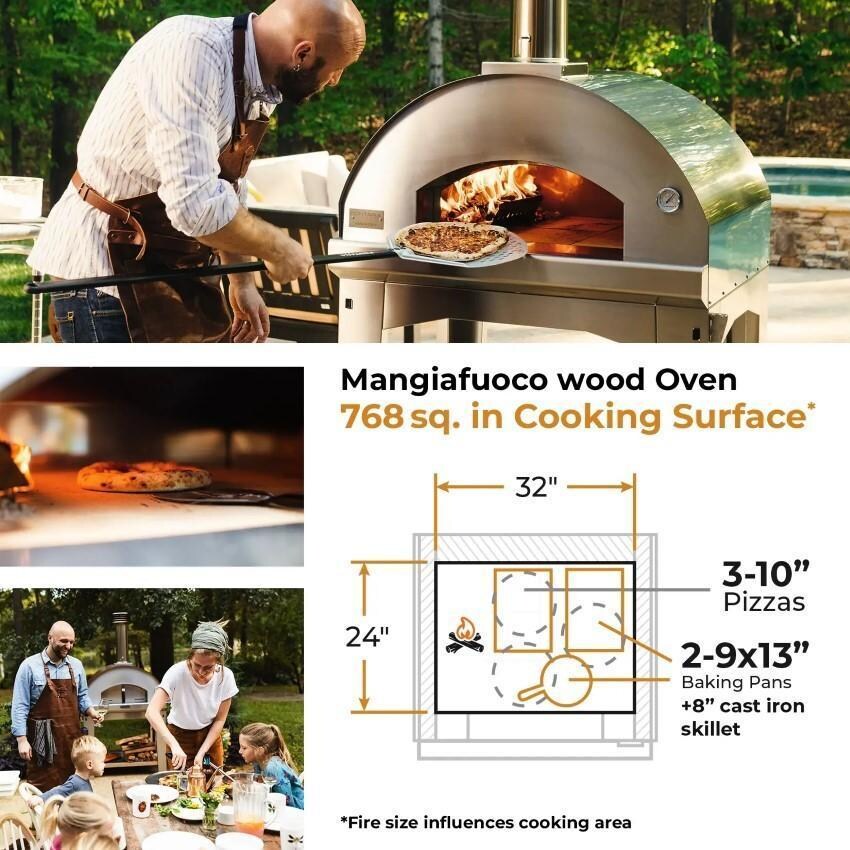 Fontana Forni FTMF-A Mangiafuoco Wood-Fired - Anthracite - Cooking Surface - Dimensional thumbnail