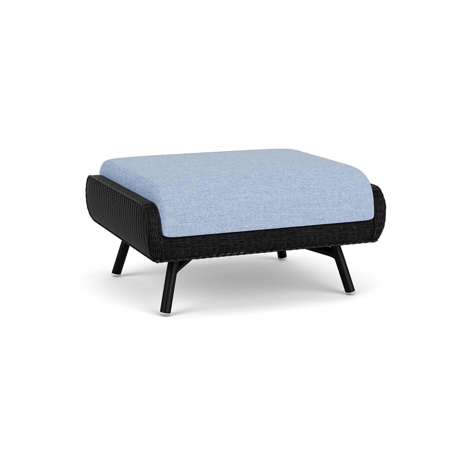 Lloyd Flanders Essence Ottoman W/Demo Skyway Fabric - Ebony Finish - Back Left thumbnail