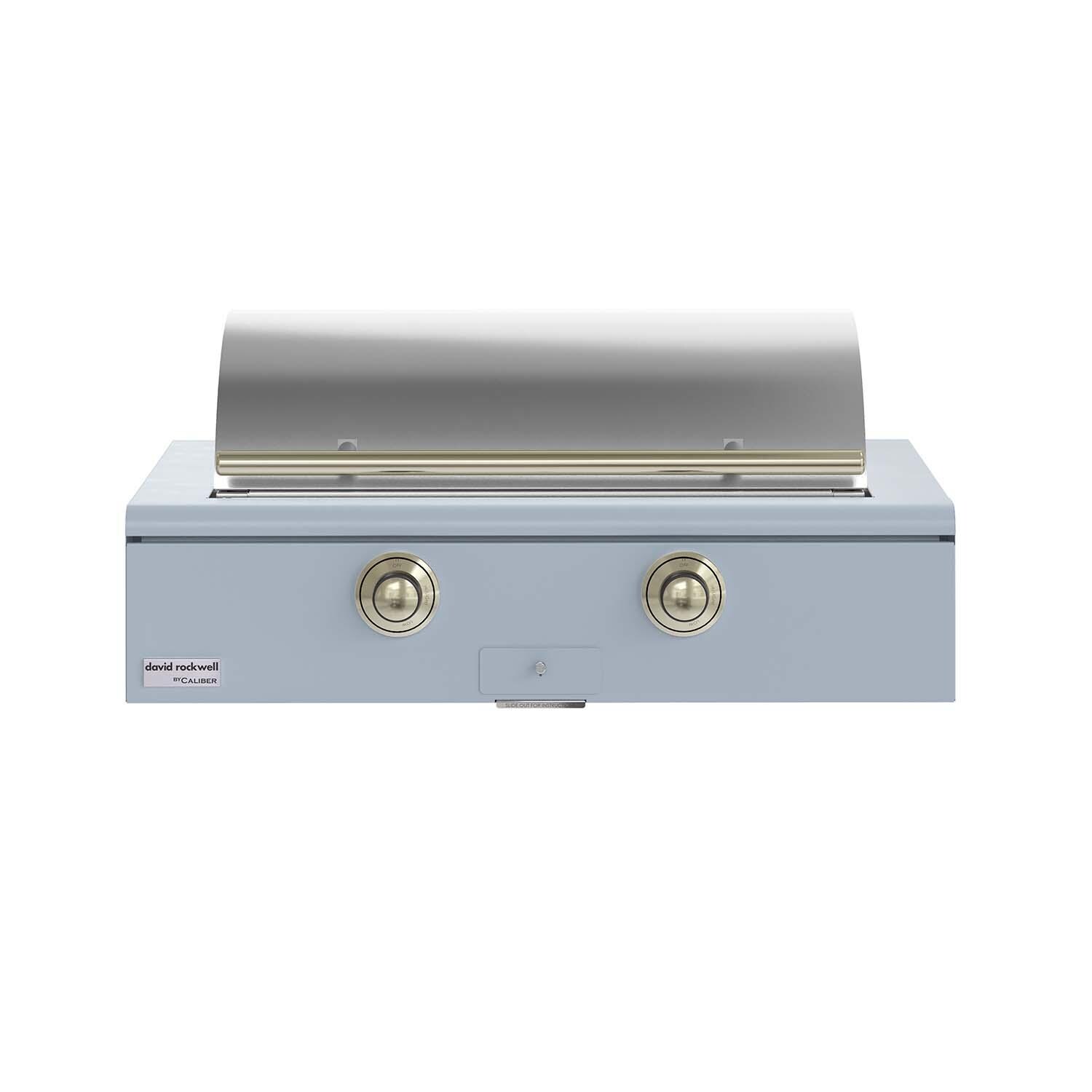 Caliber CRG-42BN00-A-152-H01 42-in Natural Gas Built-In Rockwell Grill - Bluestone w/ Brass Hardware - Lid Closed - White Background thumbnail