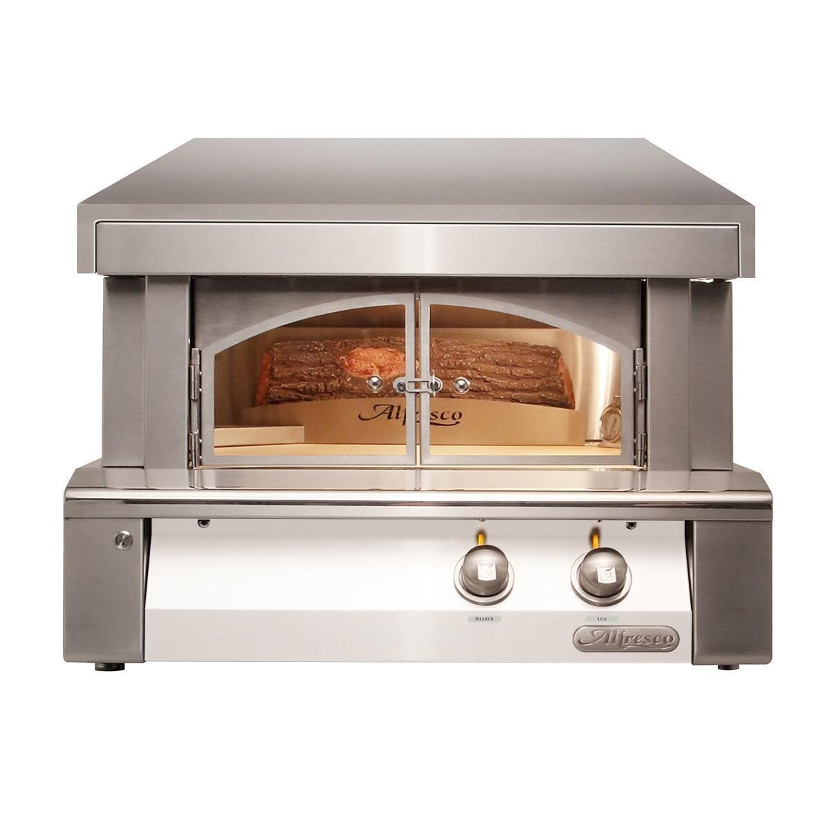 Alfresco 30-Inch Built-In Natural Gas Outdoor Pizza Oven Plus in Signal White Gloss - AXE-PZA-BI-NG-S9003