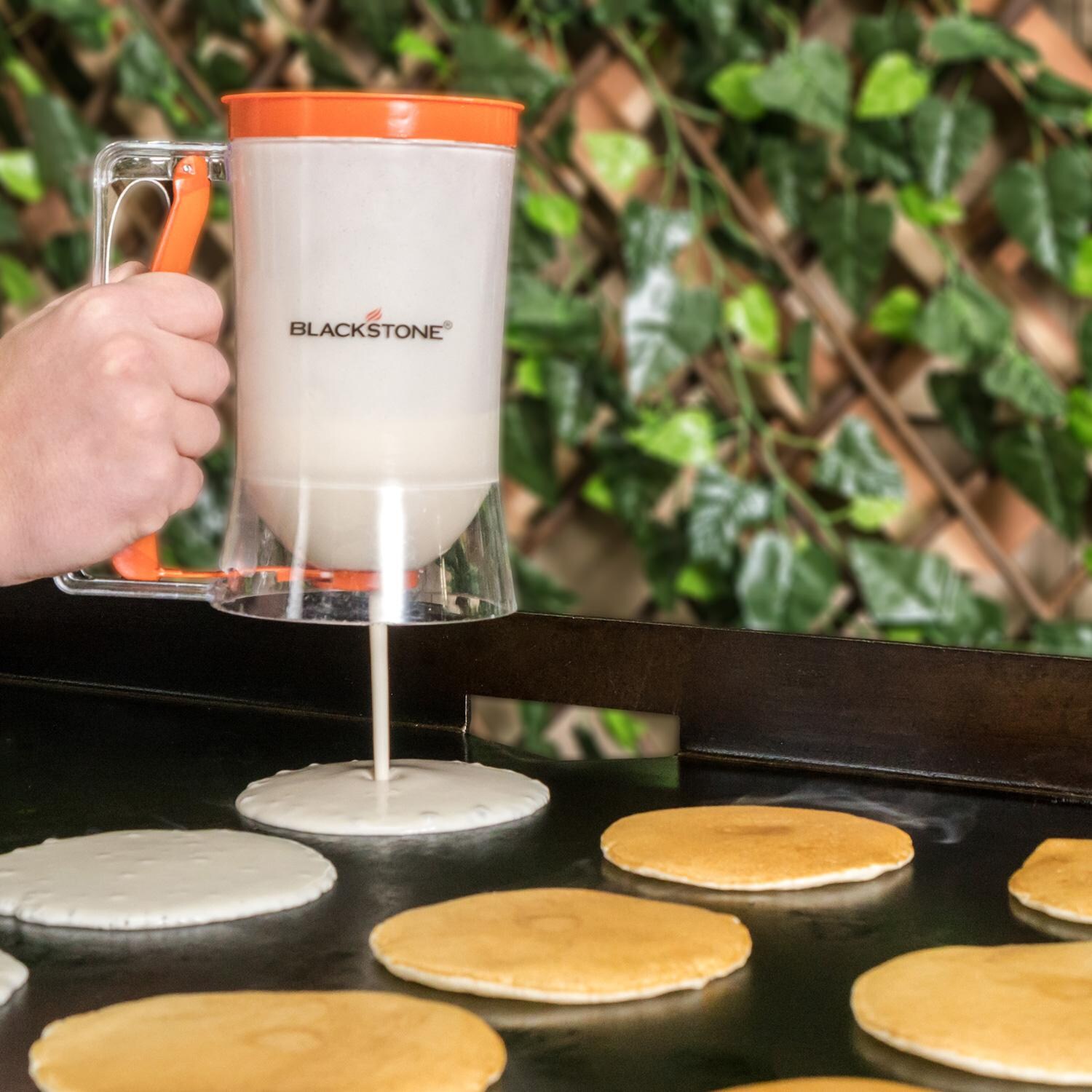 Blackstone Products 1543 4-Piece Breakfast Kit - Batter Dispenser In Use thumbnail