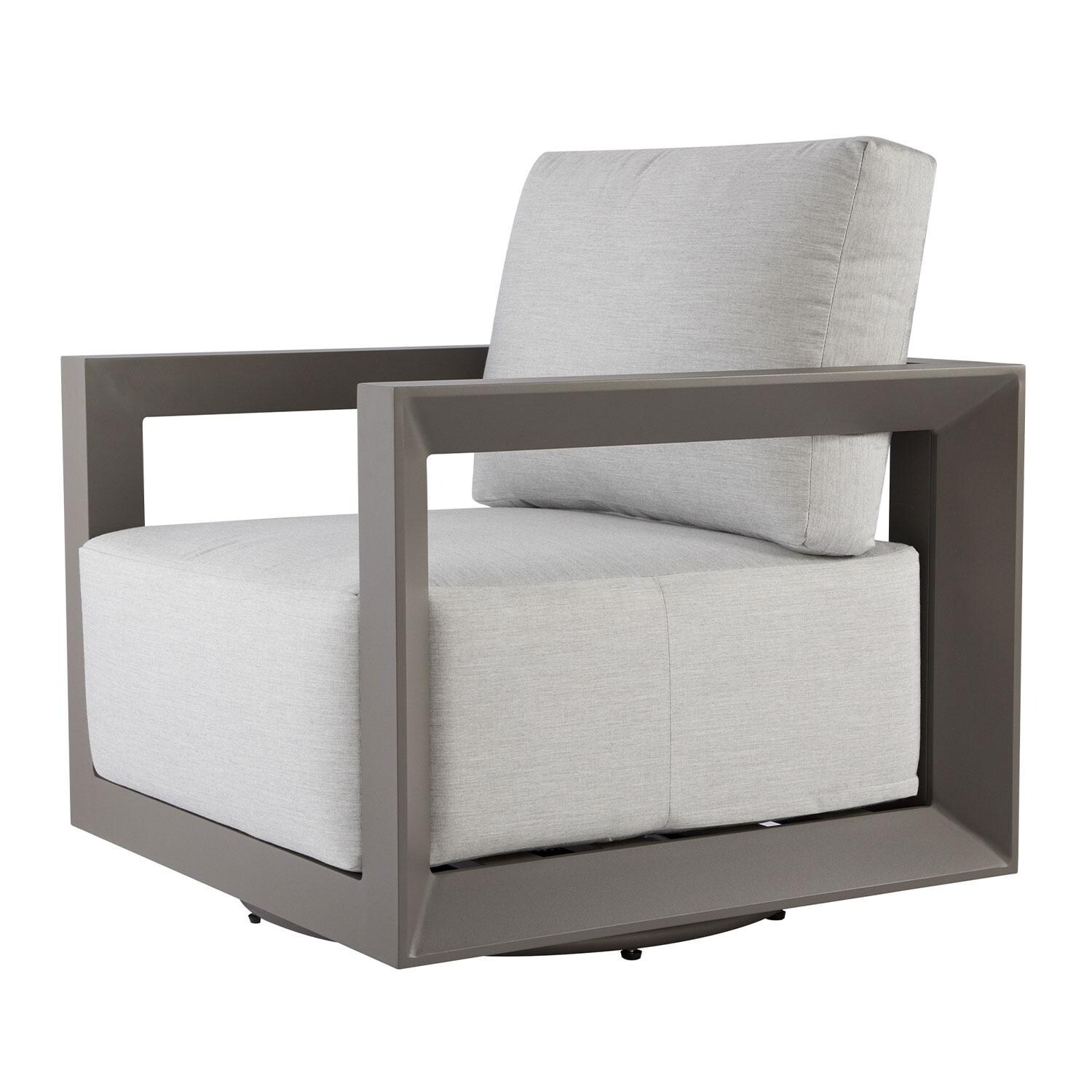 Elementi OS-2505W Newport Outdoor Aluminum Swivel Club Chair w/ Sunbrella Cushions - Angled - White Background thumbnail