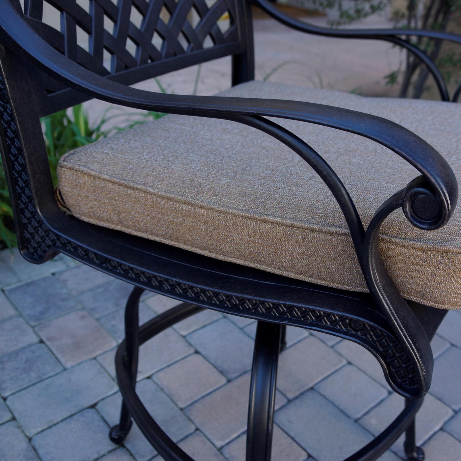 Nassau Cast Aluminum Patio Counter Height Swivel Bar Stool By Darlee - Arm Detail thumbnail