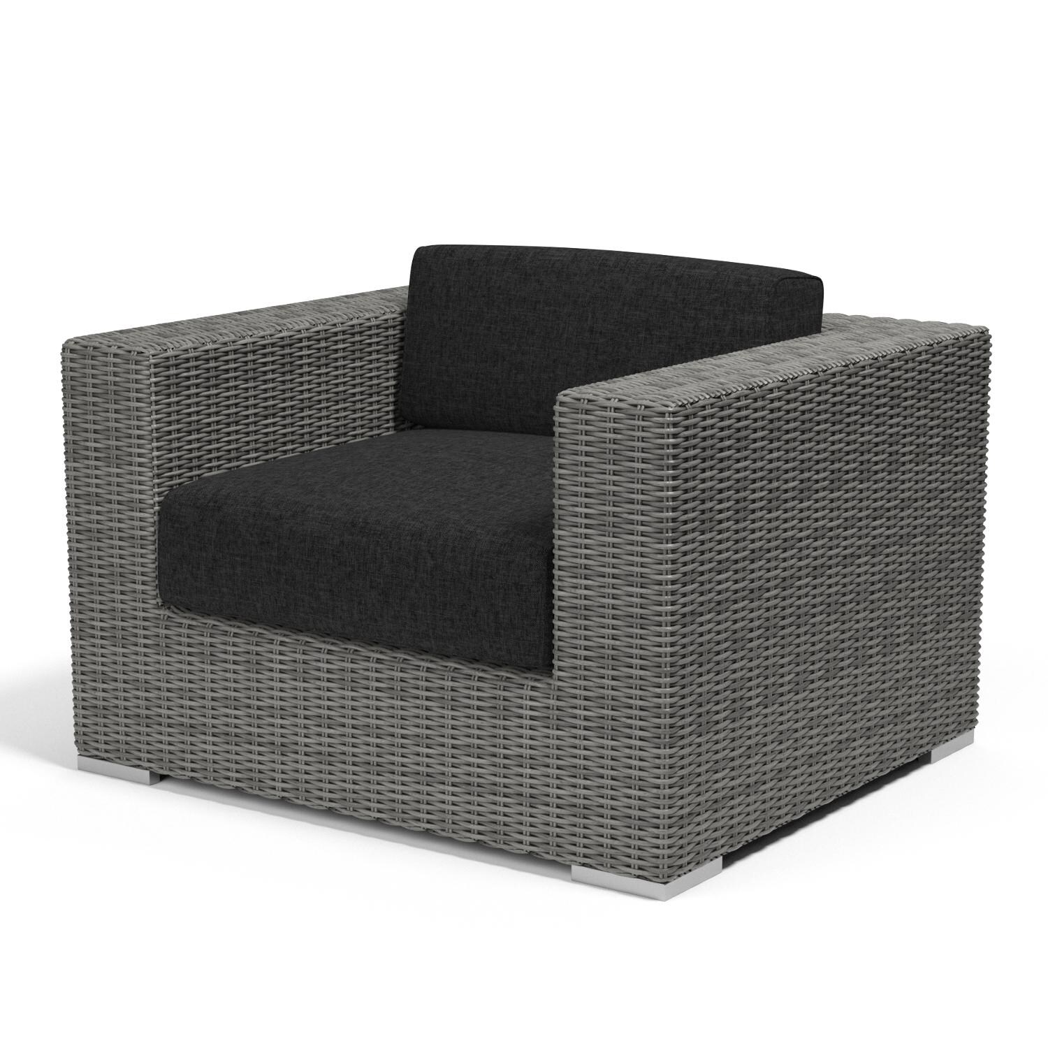 Emerald II Resin Wicker Club Chair in Steel Gray/Spectrum Carbon by Sunset West