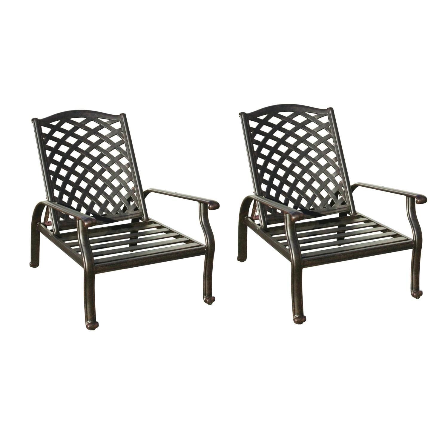 Darlee DL606-1-2 Nassau 2 Piece Cast Aluminum Patio Adjustable Club Chair Set W/ Beige Canvas Cushions - Frame thumbnail