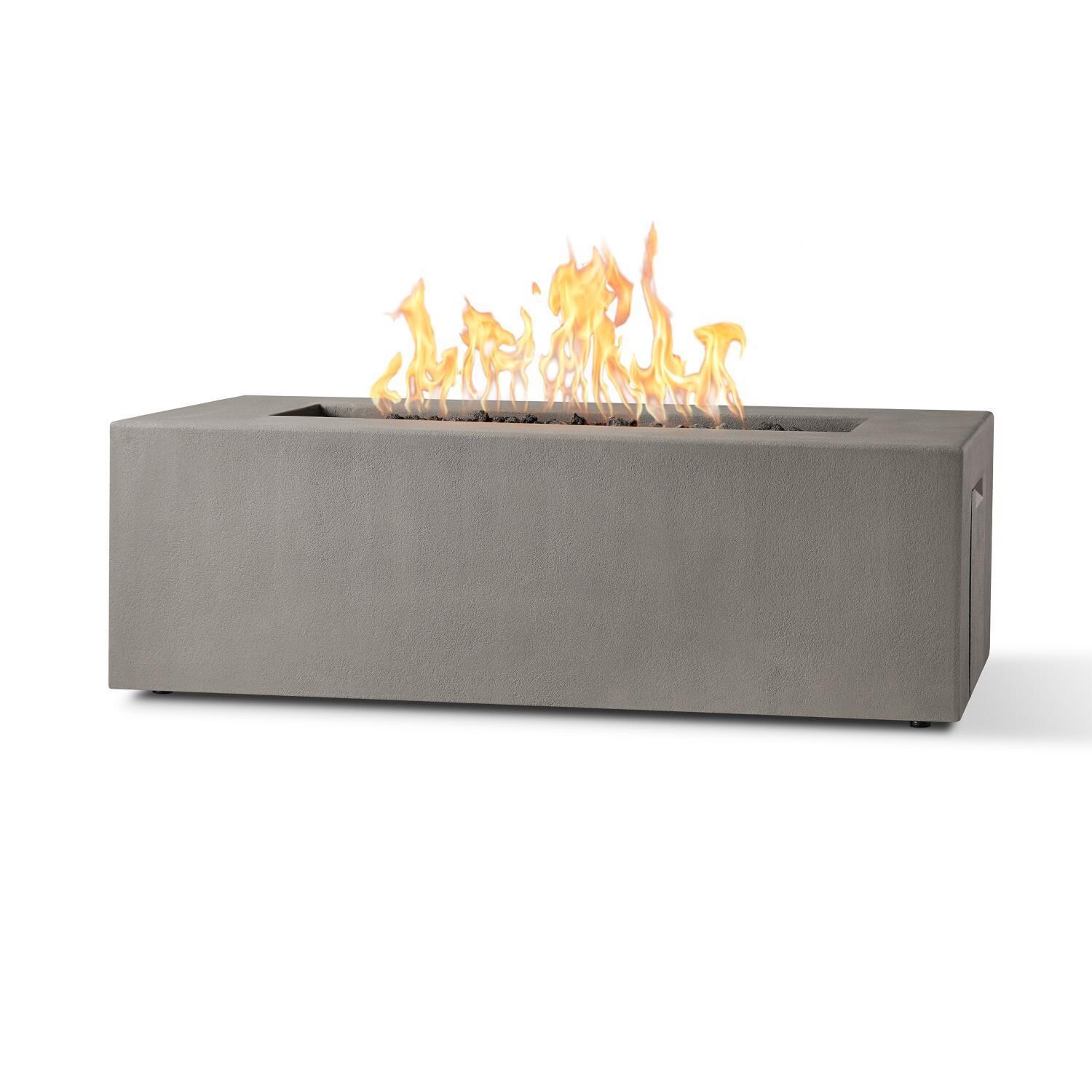 Olliewood 364NG-FLNT 60 Inch Rectangular Glass Fiber Reinforced Concrete Natural Gas Fire Pit Table in Flint by BBQGuys Signature - On - White Background thumbnail
