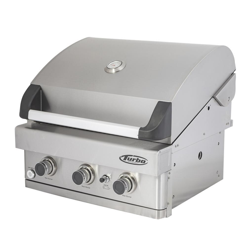 Turbo BTH2621BNG 26-Inch 3-Burner Built-In Gas Grill - Right Side Angled View thumbnail